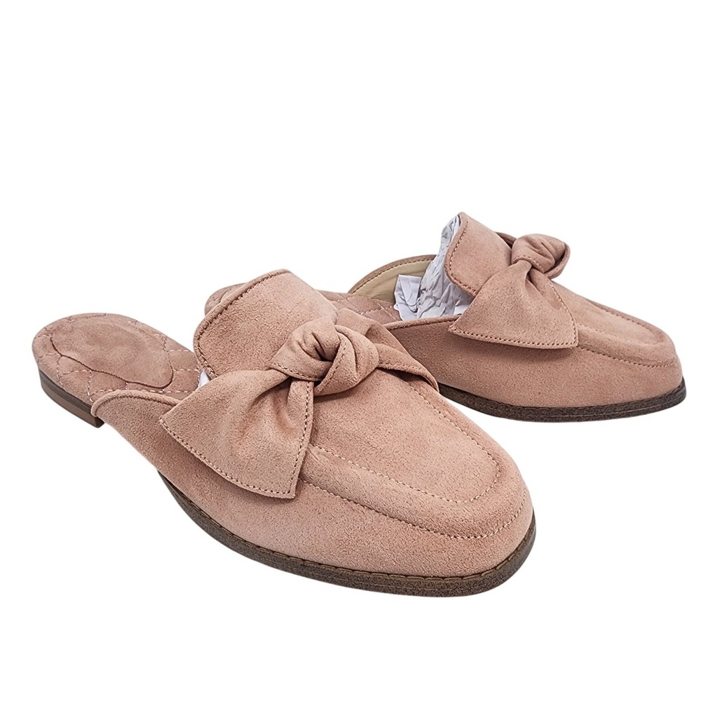 Womens Dusty Rose Faux Suede Bow Knot Mule Loafers Slip On Flats Size 6 NEW